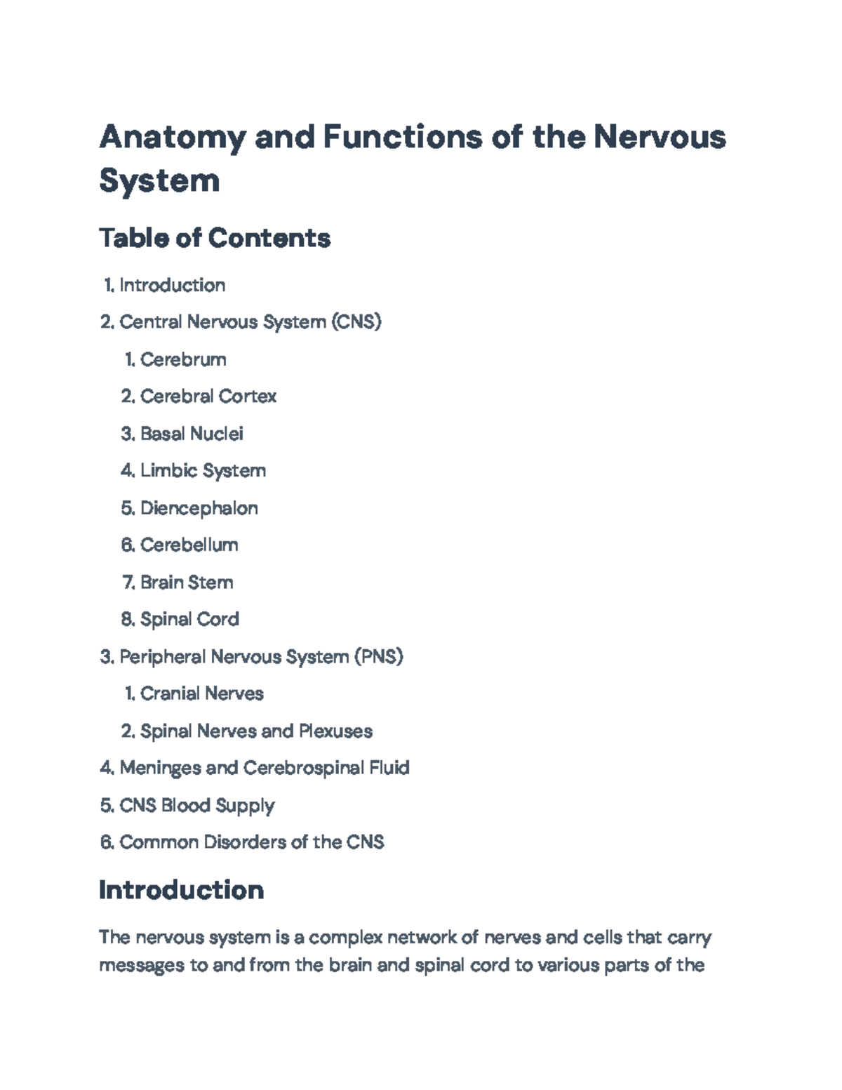 Comprehensive Overview of the Nervous System Anatomy and Functions ...