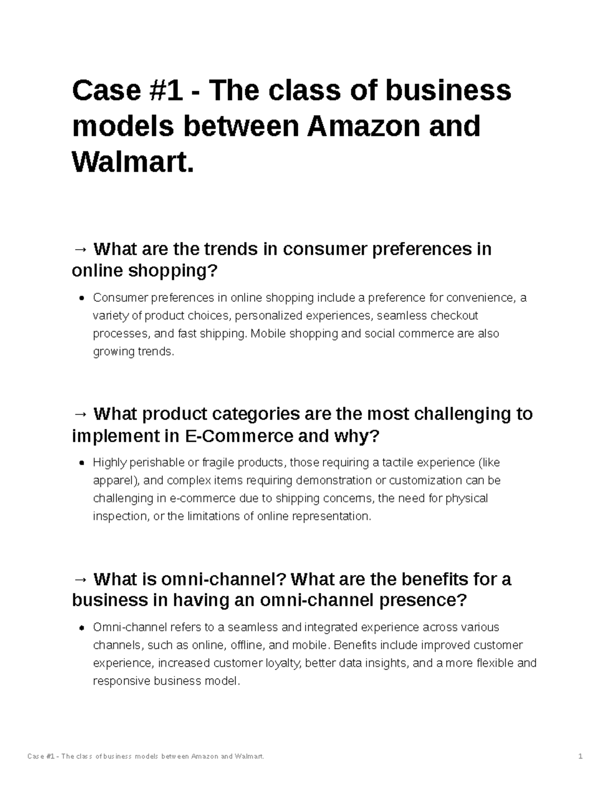 Case Study 1: Business Models Comparison of Amazon and Walmart - Studocu