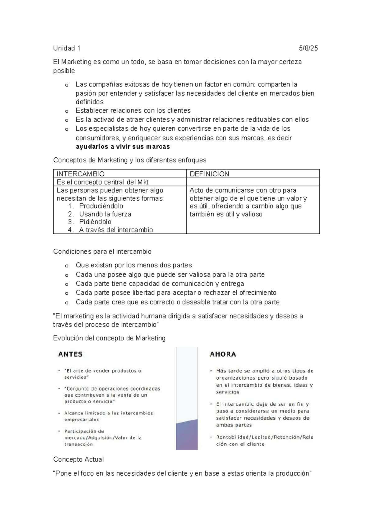 Resumen de Marketing - Unidad 1: Conceptos y Estrategias MKT - Studocu