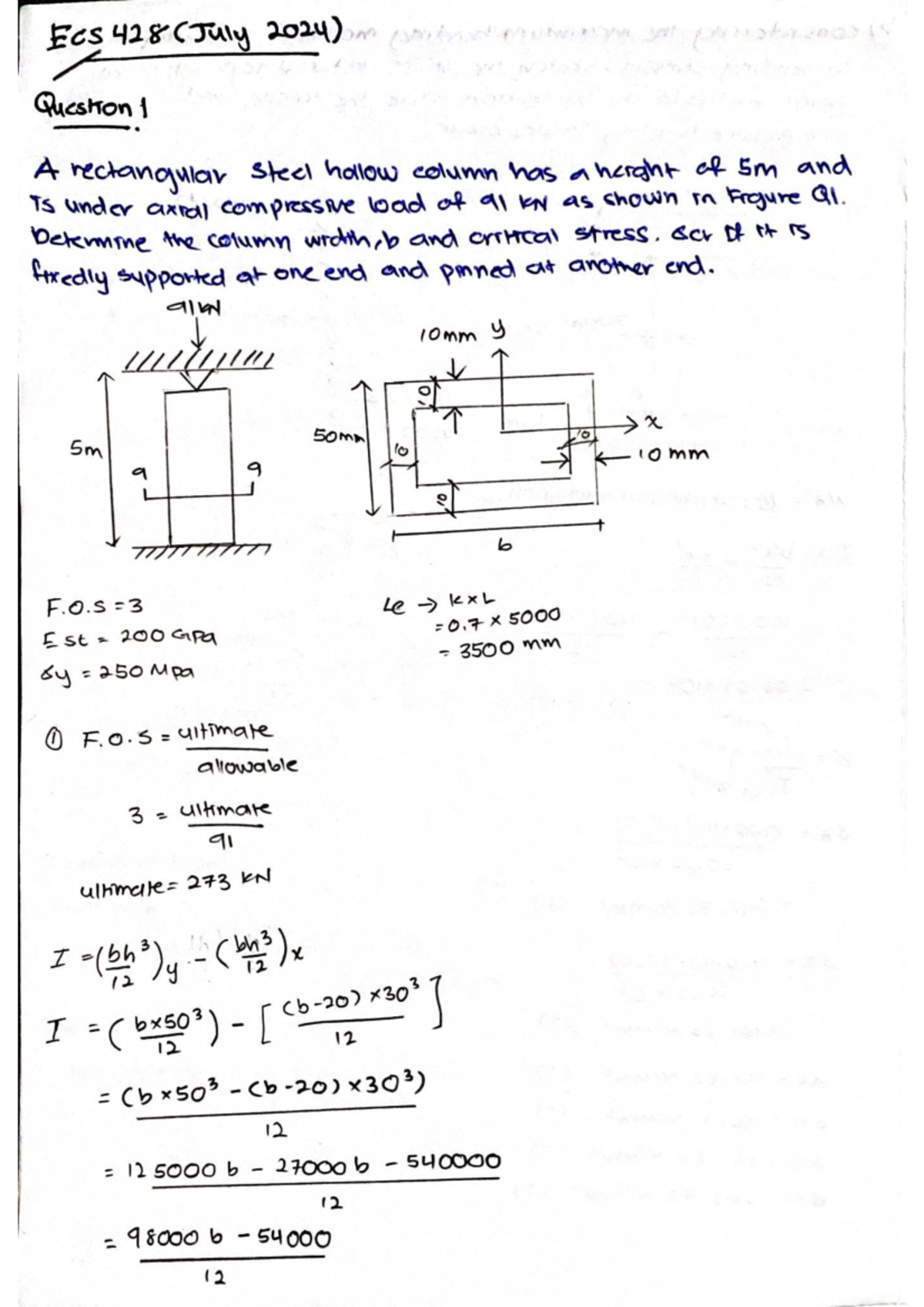 ECS428 Mechanics of Solids Final Exam Paper - July 2024 - Studocu