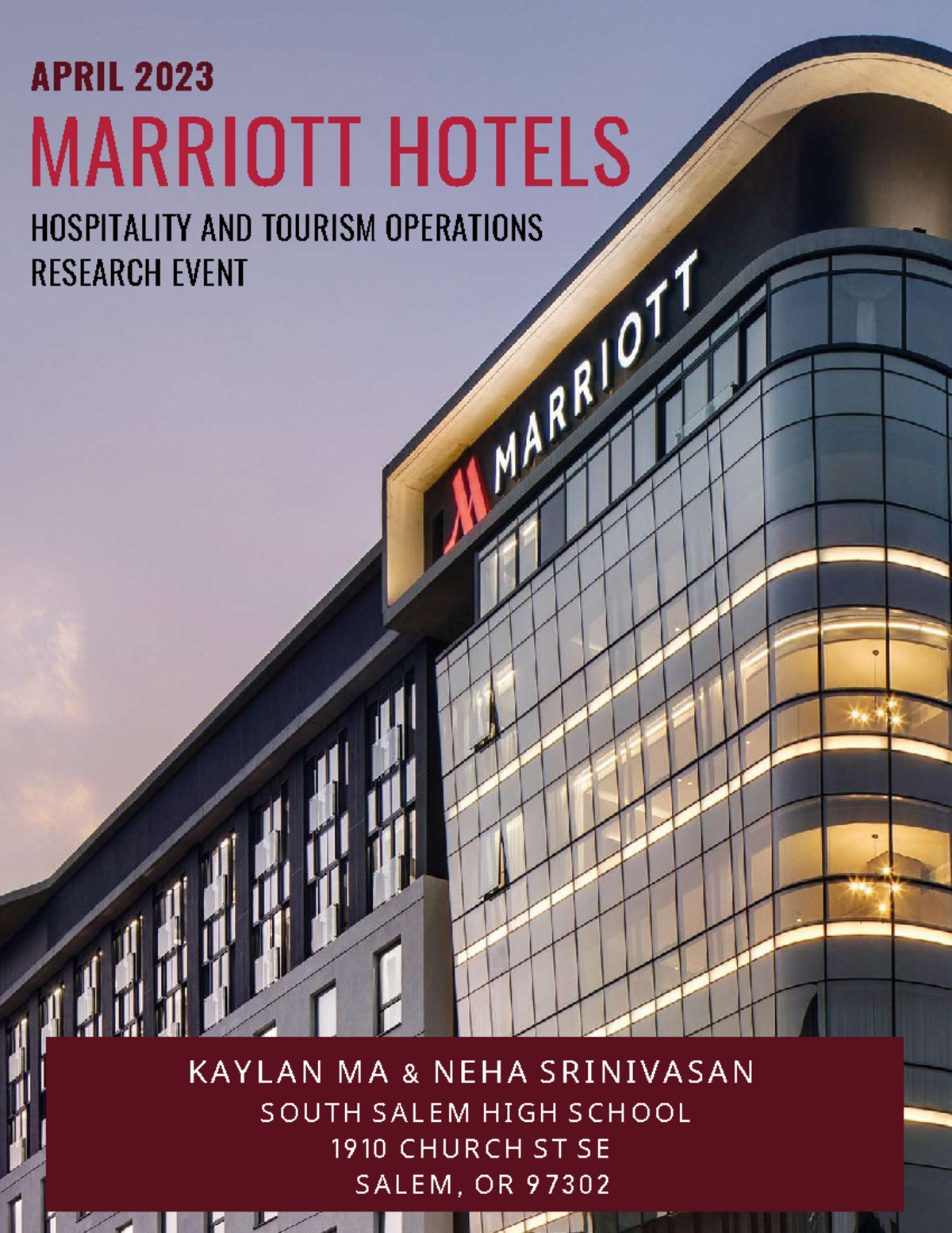 HTOR 199110: Marriott Hotels Strategic Research & Campaign Proposal ...