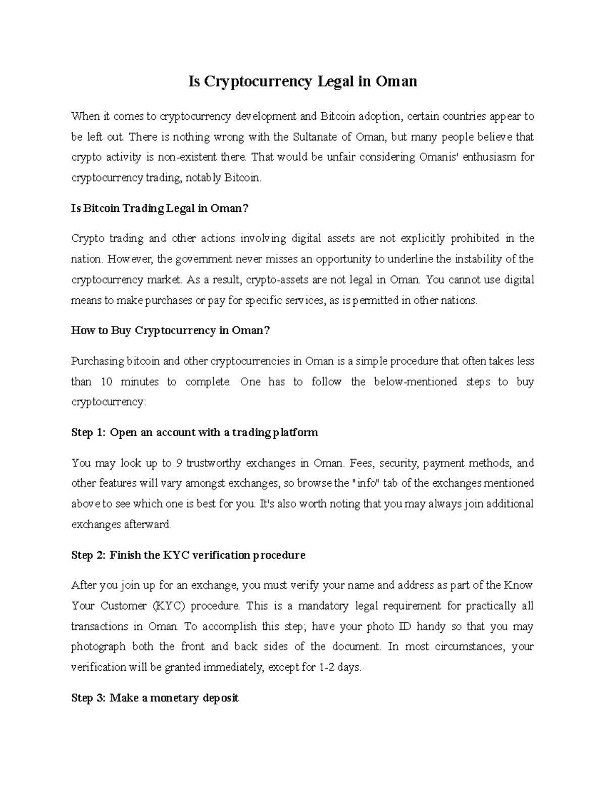 Cryptocurrency Trading in Oman: Legality and Purchase Guide - Studocu