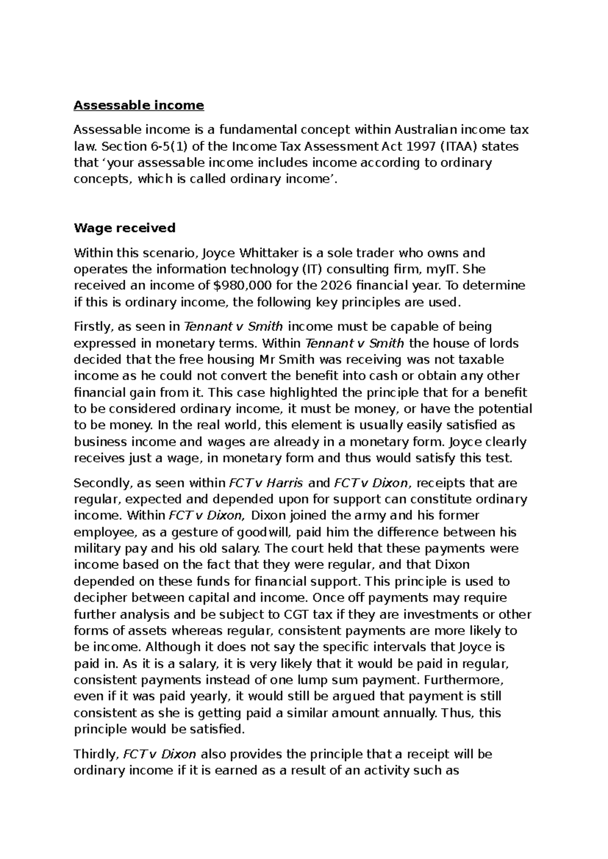 Tax Law Assignment: Assessable Income in Australia (RKKMKL) - Studocu