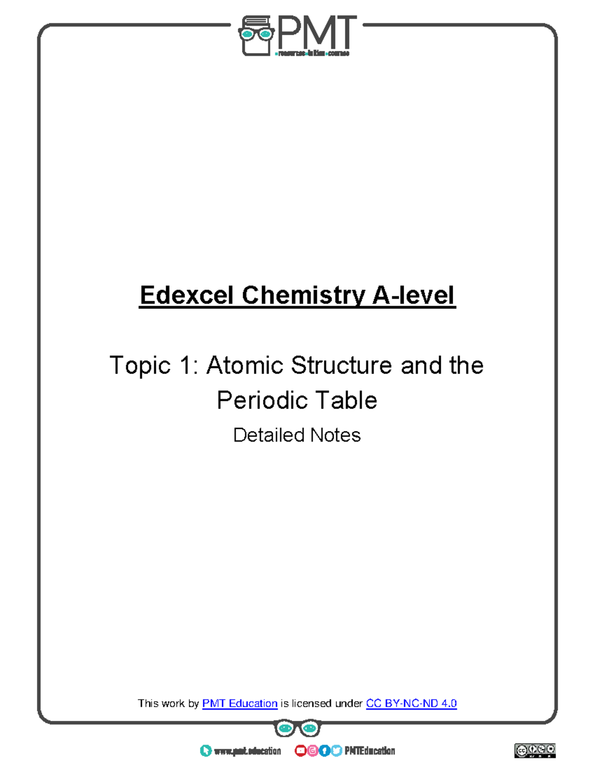 Detailed Notes - Topic 1: Atomic Structure & Periodic Table - Edexcel ...