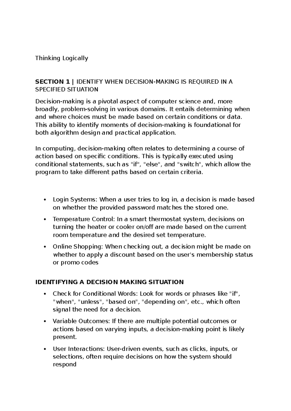 Thinking Logically - notes - Thinking Logically SECTION 1 | IDENTIFY ...