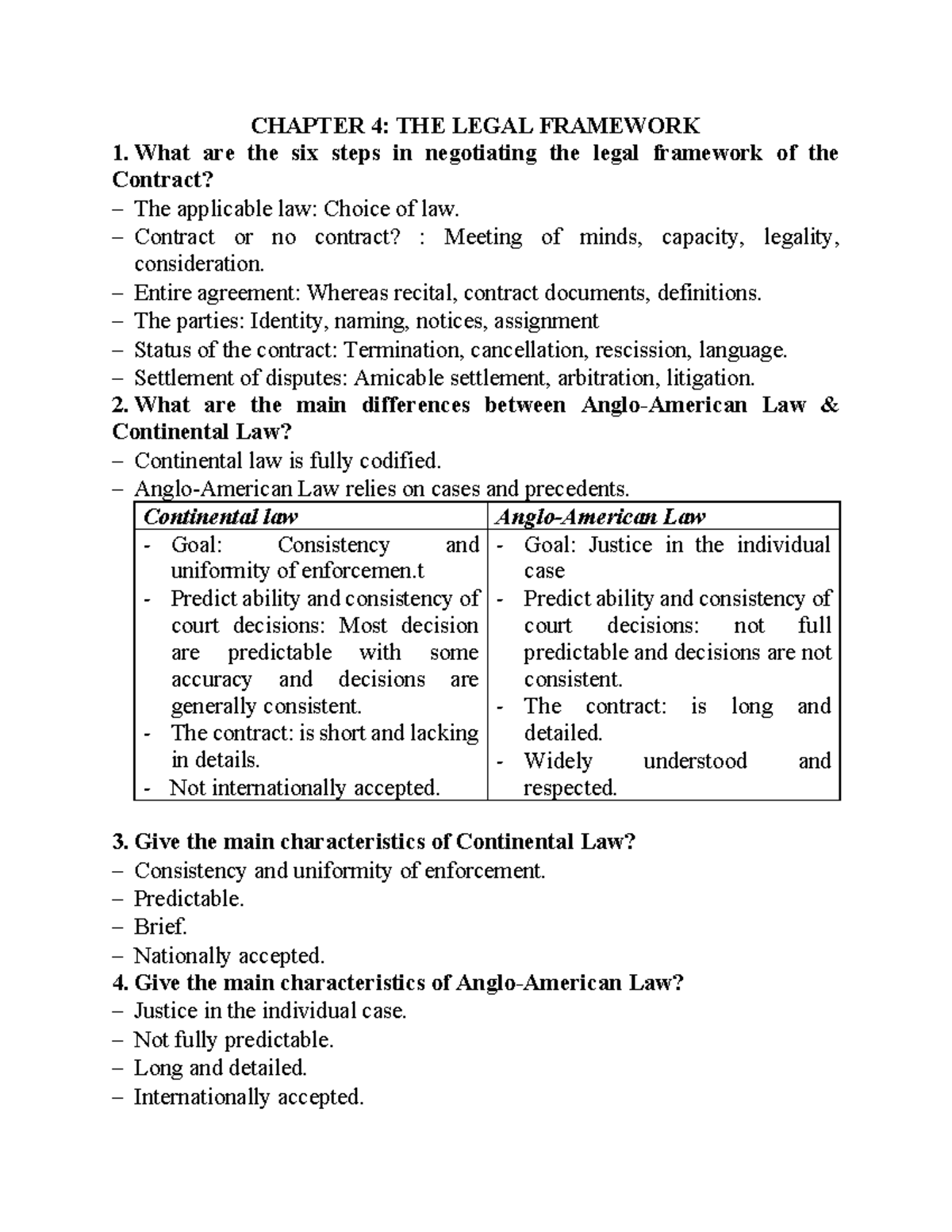 CHAPTER 4: LEGAL FRAMEWORK IN CONTRACT NEGOTIATION - Studocu