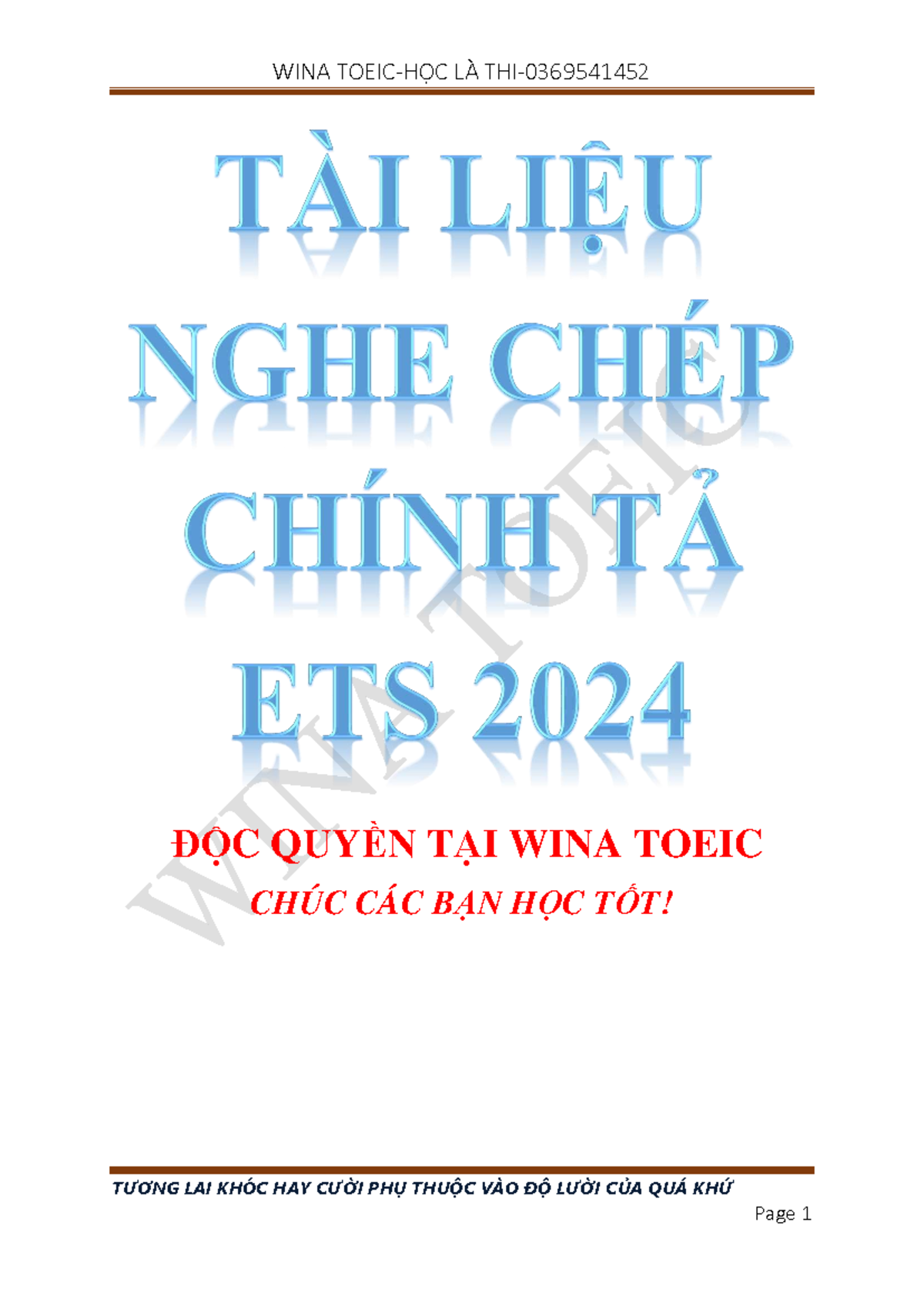 NGHE CHÉP Chính Tả ETS 2024 - Hướng Dẫn Từ WINA TOEIC - Document Preview