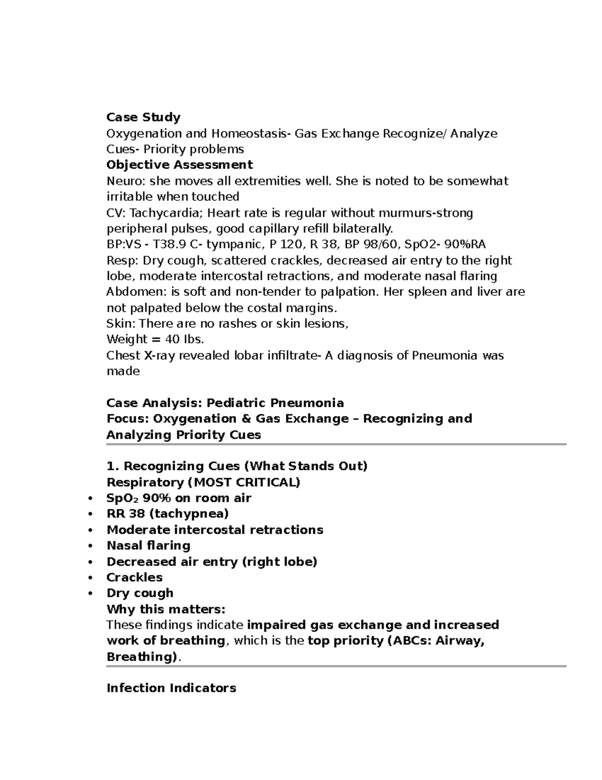 Case Study: Pediatric Pneumonia & Sickle Cell Anemia Management - Studocu