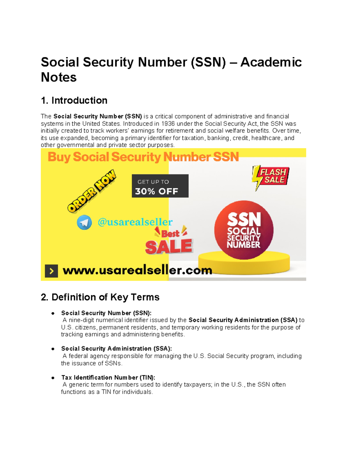 SSN Overview: Structure, Functions, and Legal Framework - Studocu