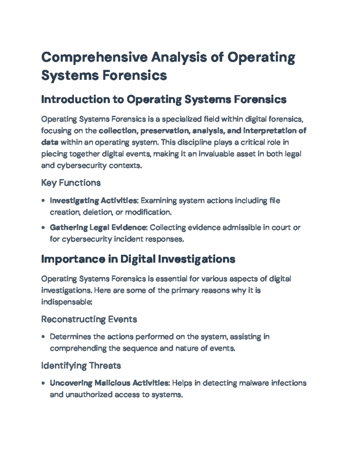 Operating Systems Forensics (OSF): Overview & Key Insights - Studocu