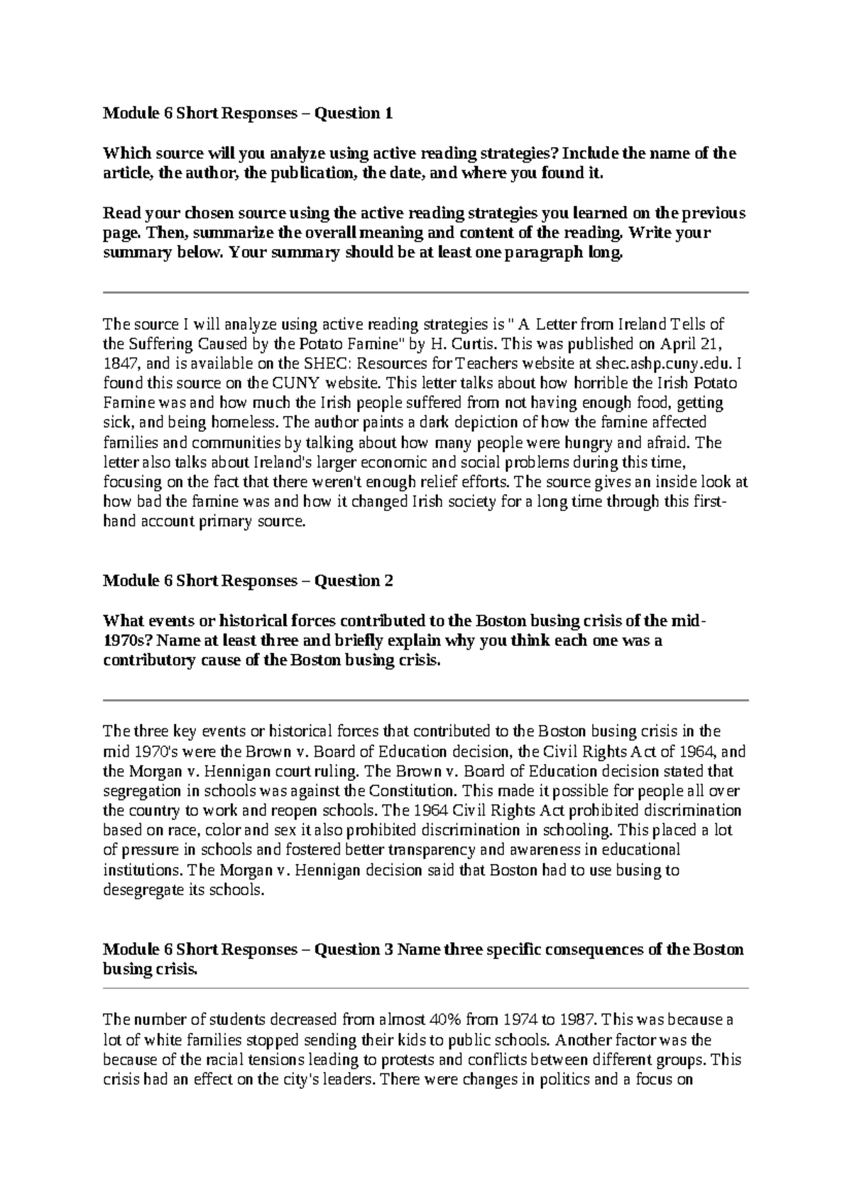 Applied History - 6-2 Module Six Short Responses Analysis - Studocu