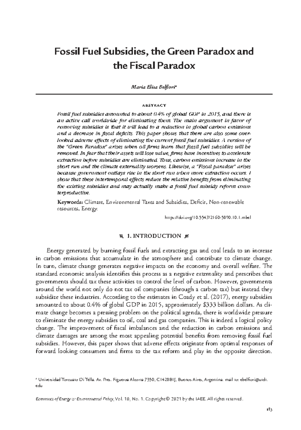 EEEP 10-1: Fossil Fuel Subsidies, Green Paradox & Fiscal Implications ...