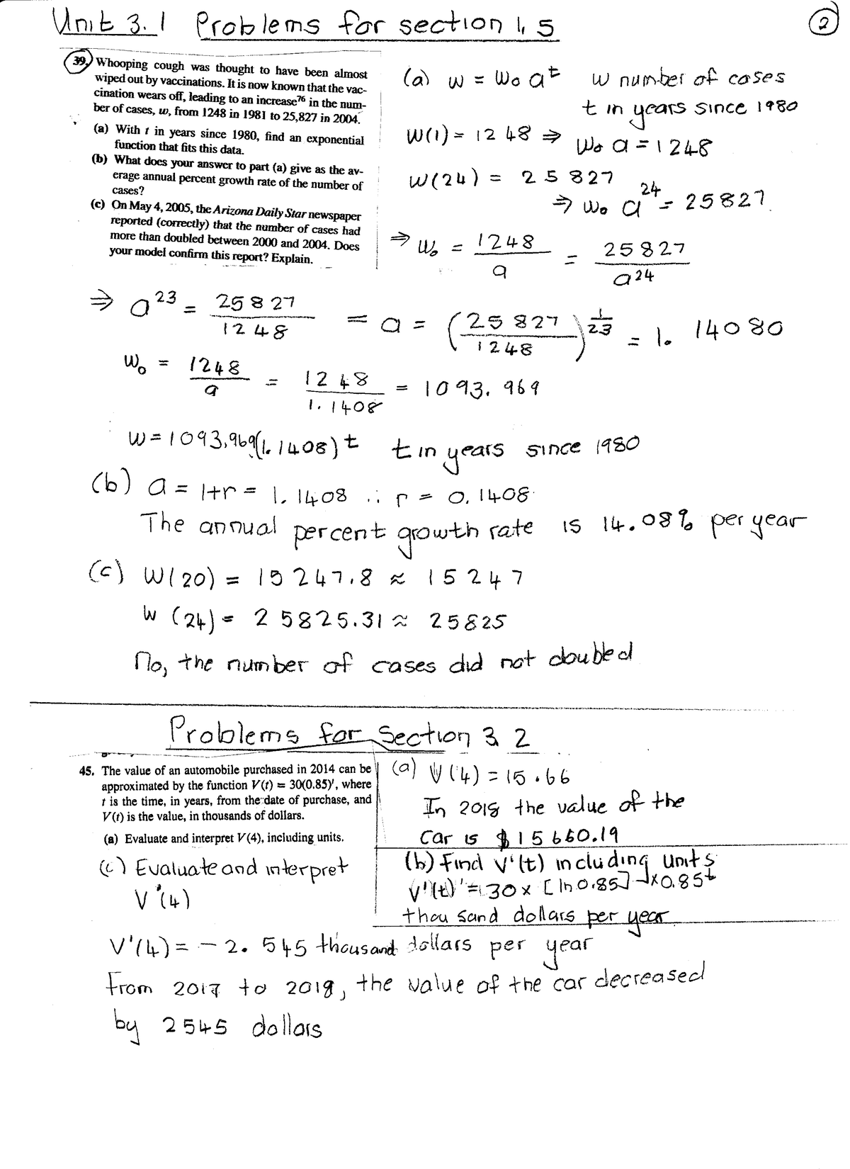 Unit 3.1 Extra Questions & Solutions for Section 1.5, 2.39 - Studocu