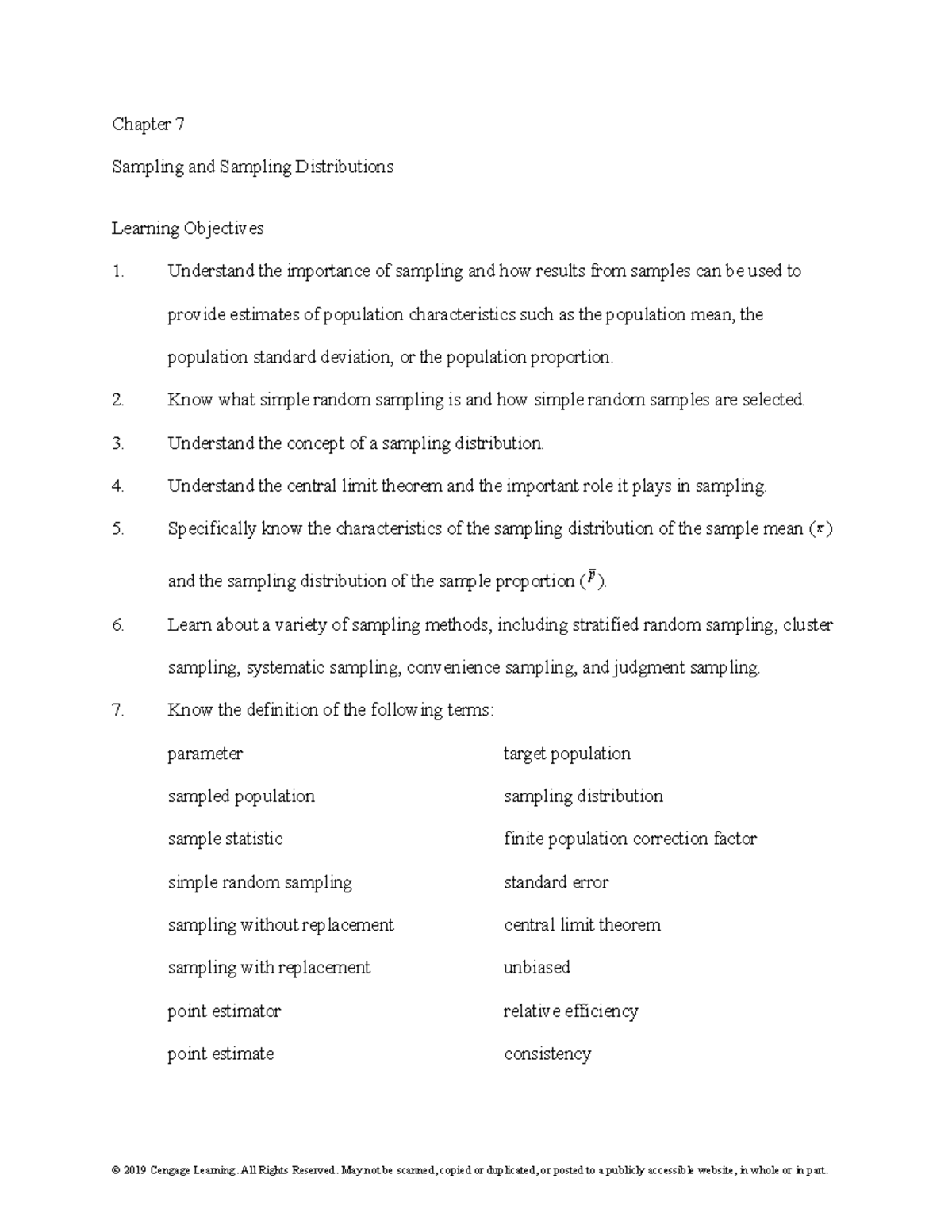 Chapter 07 - Business Statistics - Chapter 7 Sampling and Sampling ...