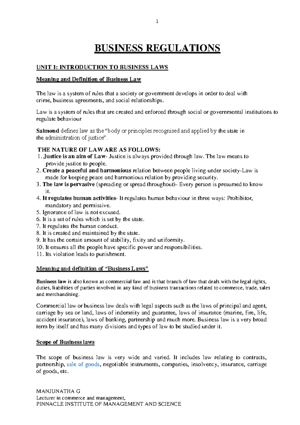 Business Regulations: Comprehensive Notes on Laws and Contracts - Studocu