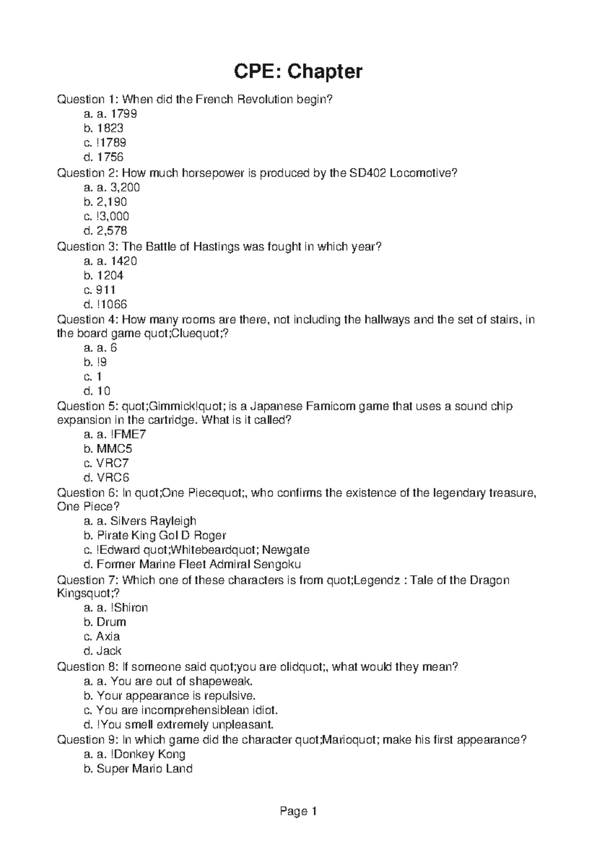 CPE278 Cheat Sheet 10 - Study material - CPE: Chapter Question 1: When ...