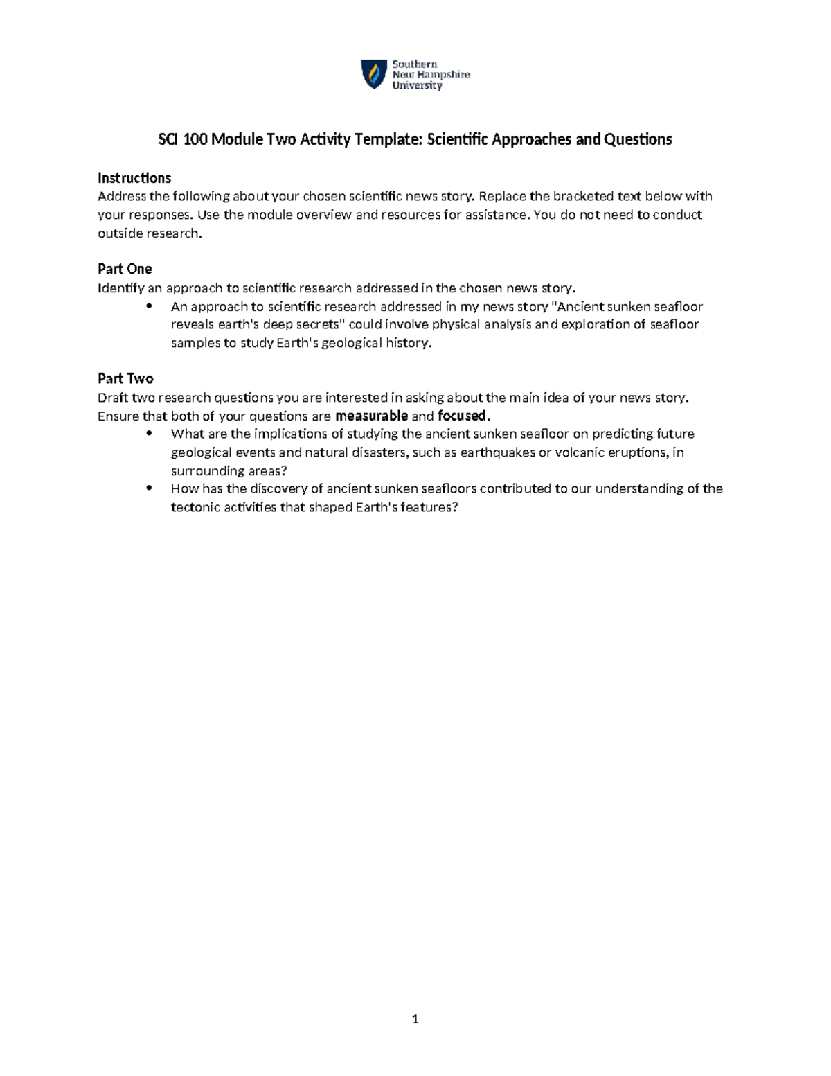 SCI 100 Module Two Activity: Scientific Research Approaches - Studocu