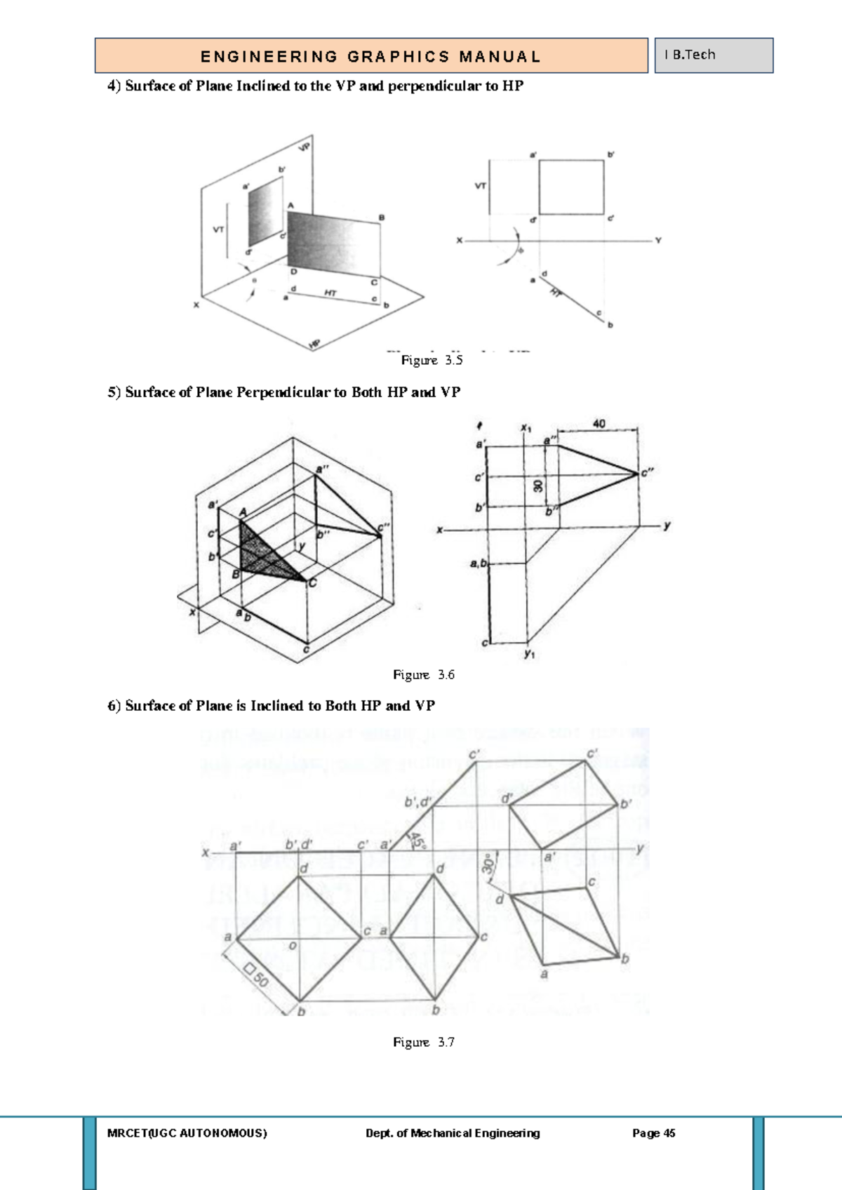Engineering Graphics Manual I B.Tech: Projections of Solids and Planes ...