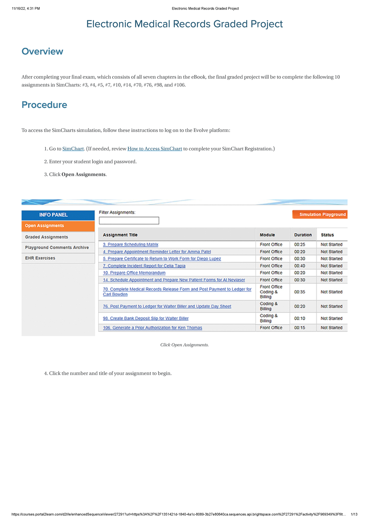 Electronic Medical Records Graded Project Overview (Course Code: EMR ...