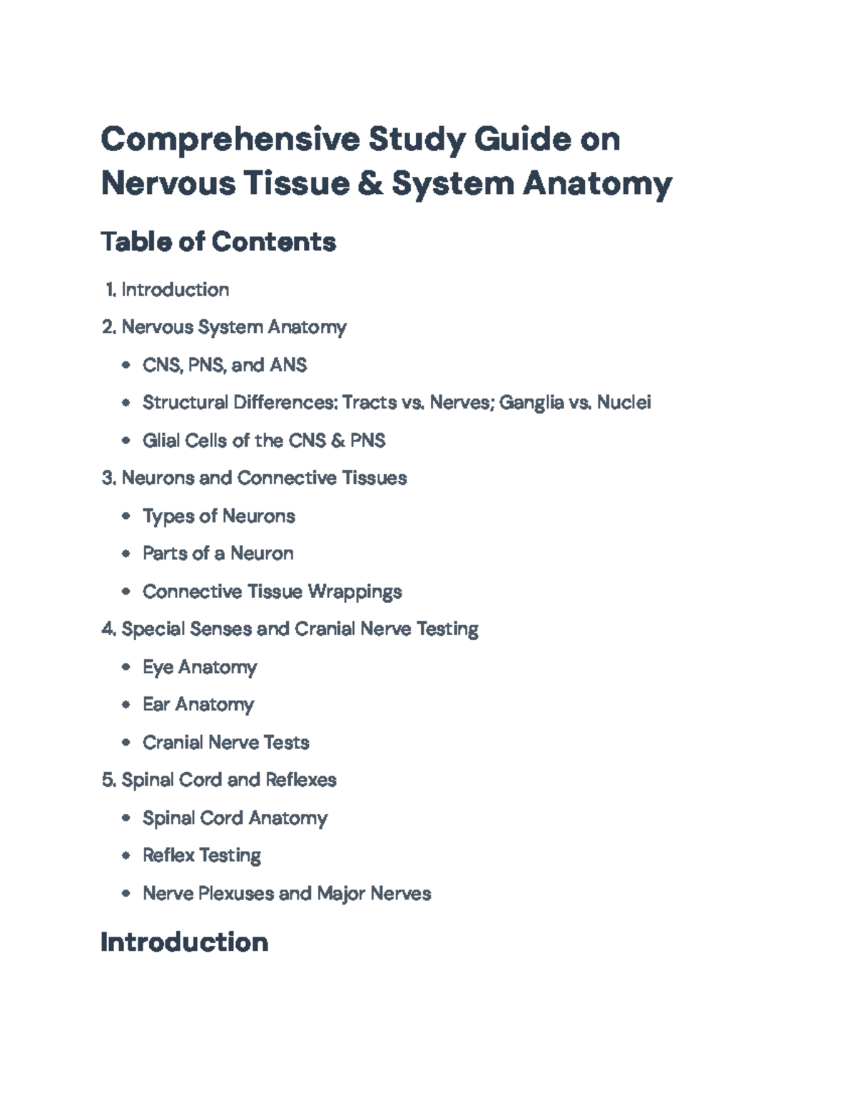 Comprehensive Study Guide: Anatomy of the Nervous System ...