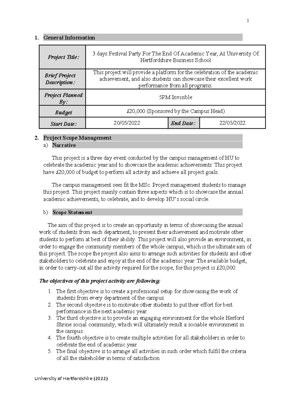 Project Charter New - Summary Risk and insurance management - 1 ...