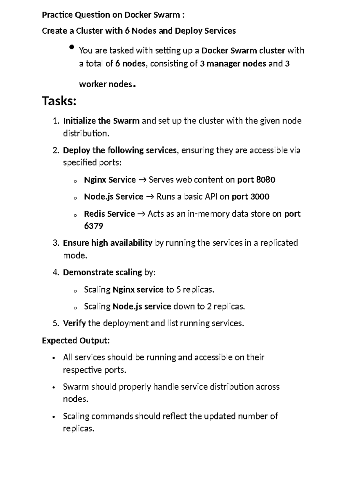 Practice Question 2: Docker Swarm Cluster Setup & Service Deployment ...
