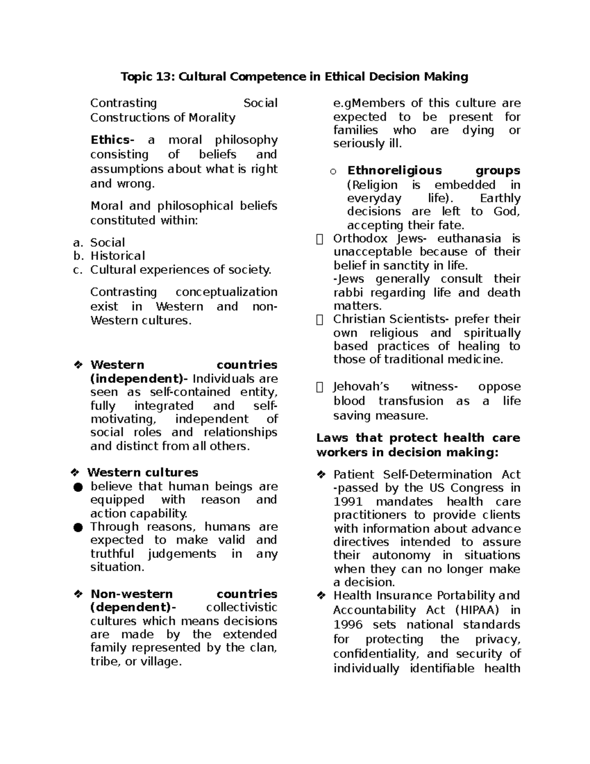 Topic 13 Cultural Competence in Ethical Decision Making: Insights ...