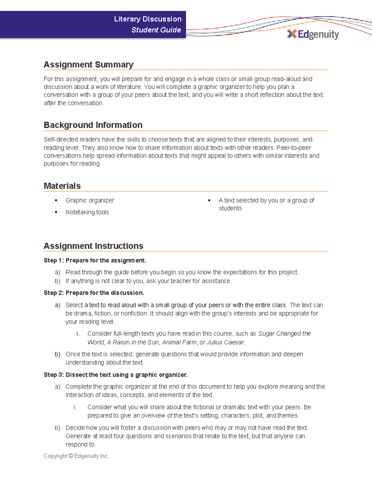 Course Guide for Literary Discussion: Project Instructions & Tips - Studocu