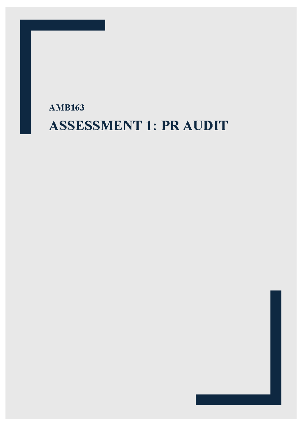 AMB163 ASSESSMENT 1: PR AUDIT Analysis and Findings - Studocu