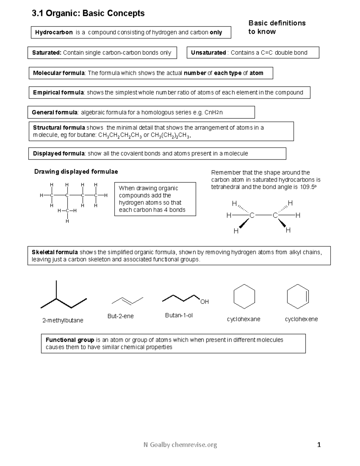 3.1 Organic Chemistry: Key Concepts and Definitions for ENG101 - Studocu