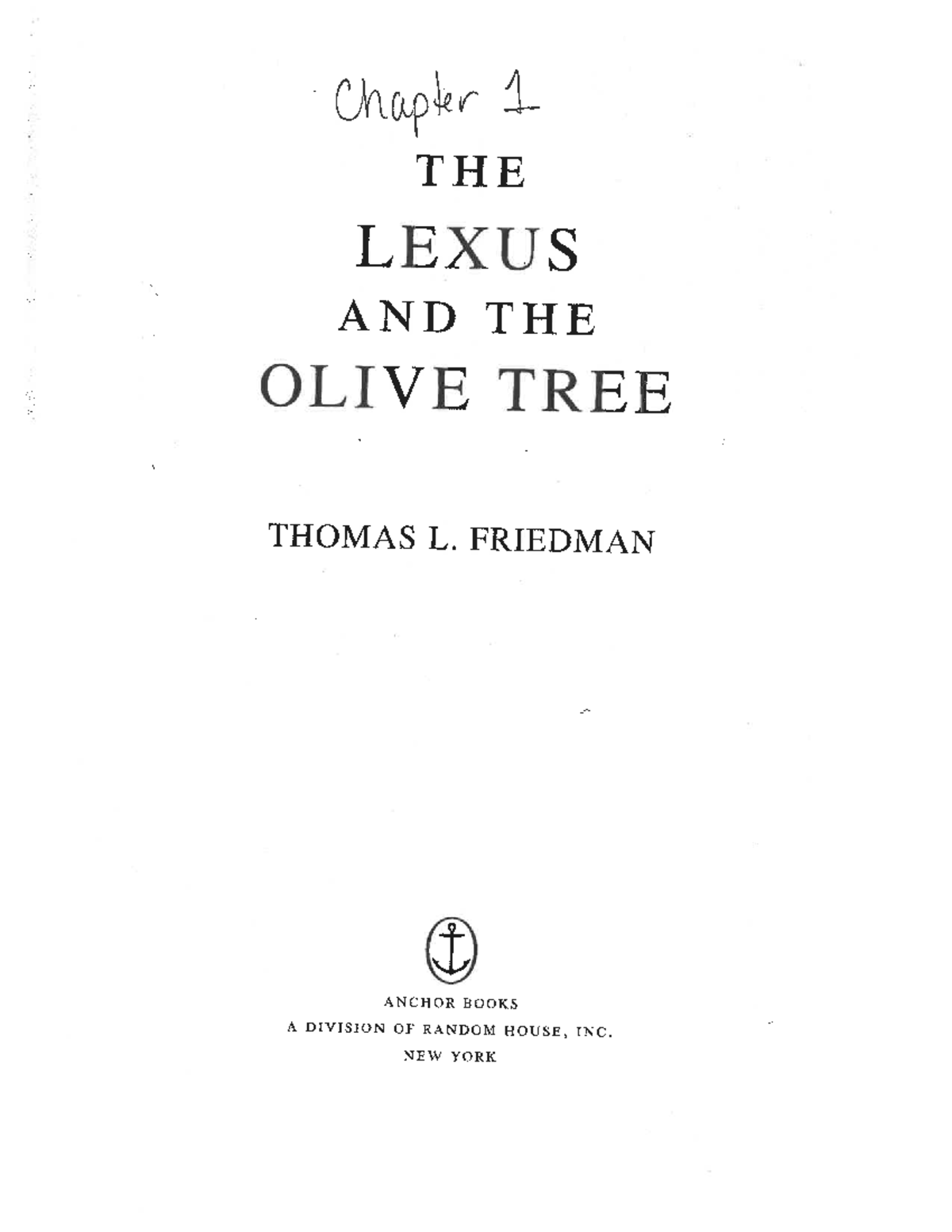 Course Notes Overview and Key Concepts of "The Lexus and the Olive