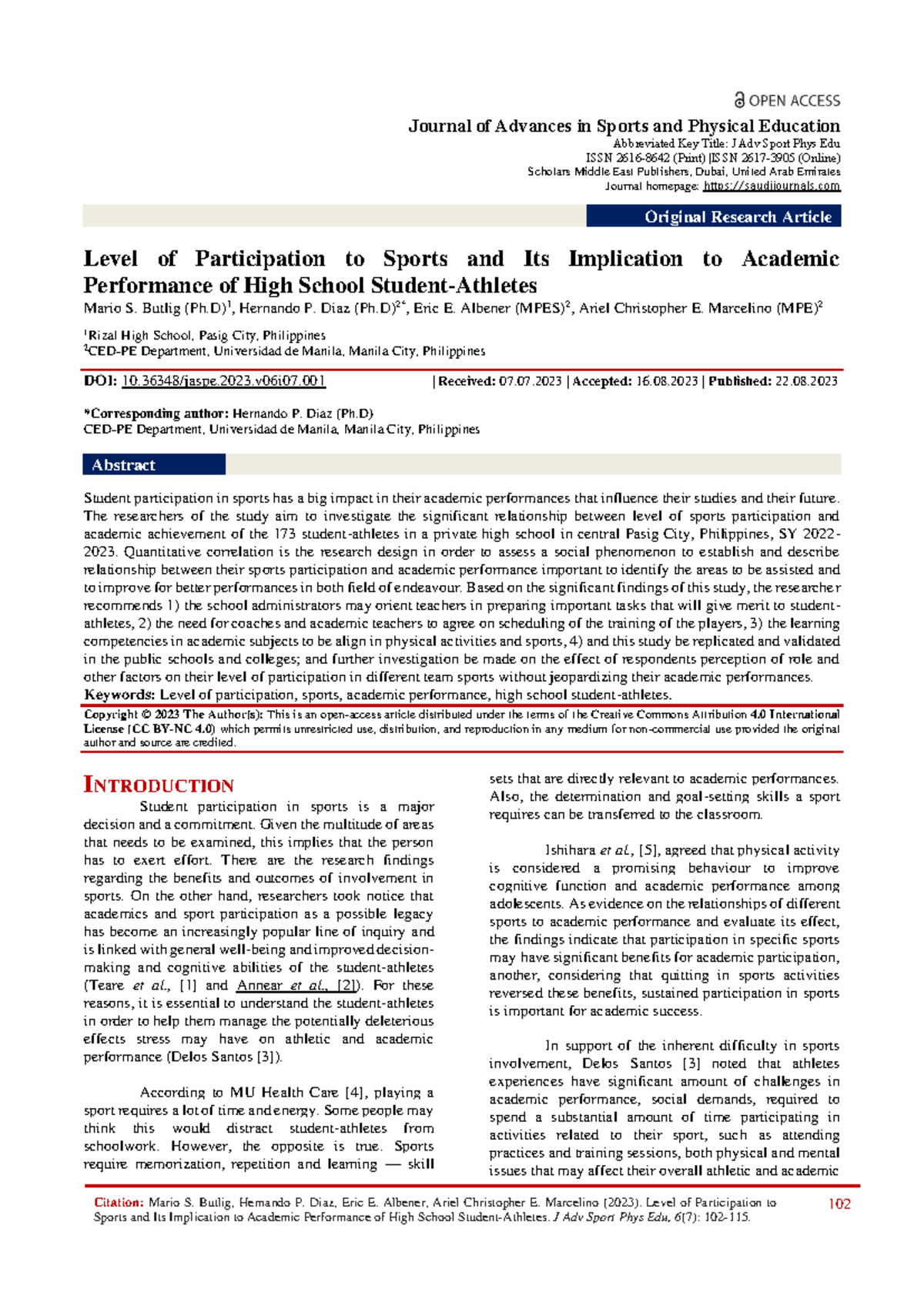 Level of Sports Participation and Its Impact on Academic Performance ...