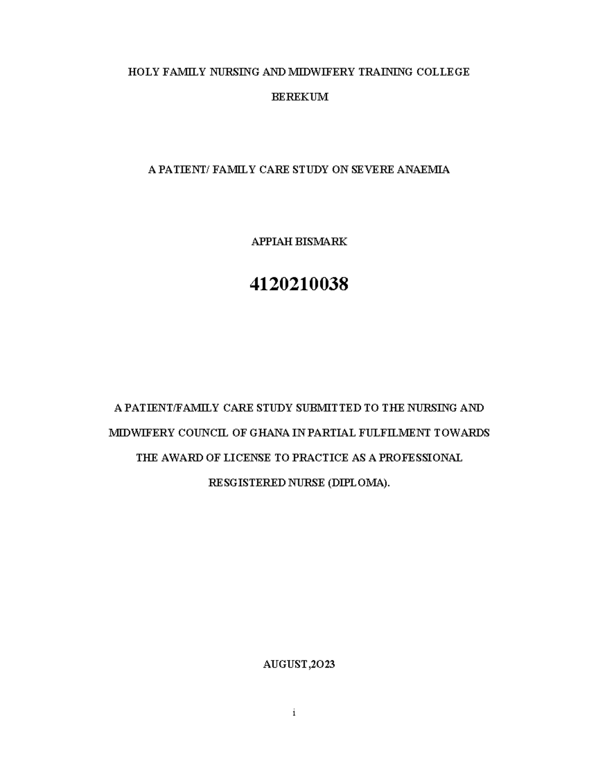 Family Care Study on Severe Anaemia: A Case Study for Nursing Practice ...