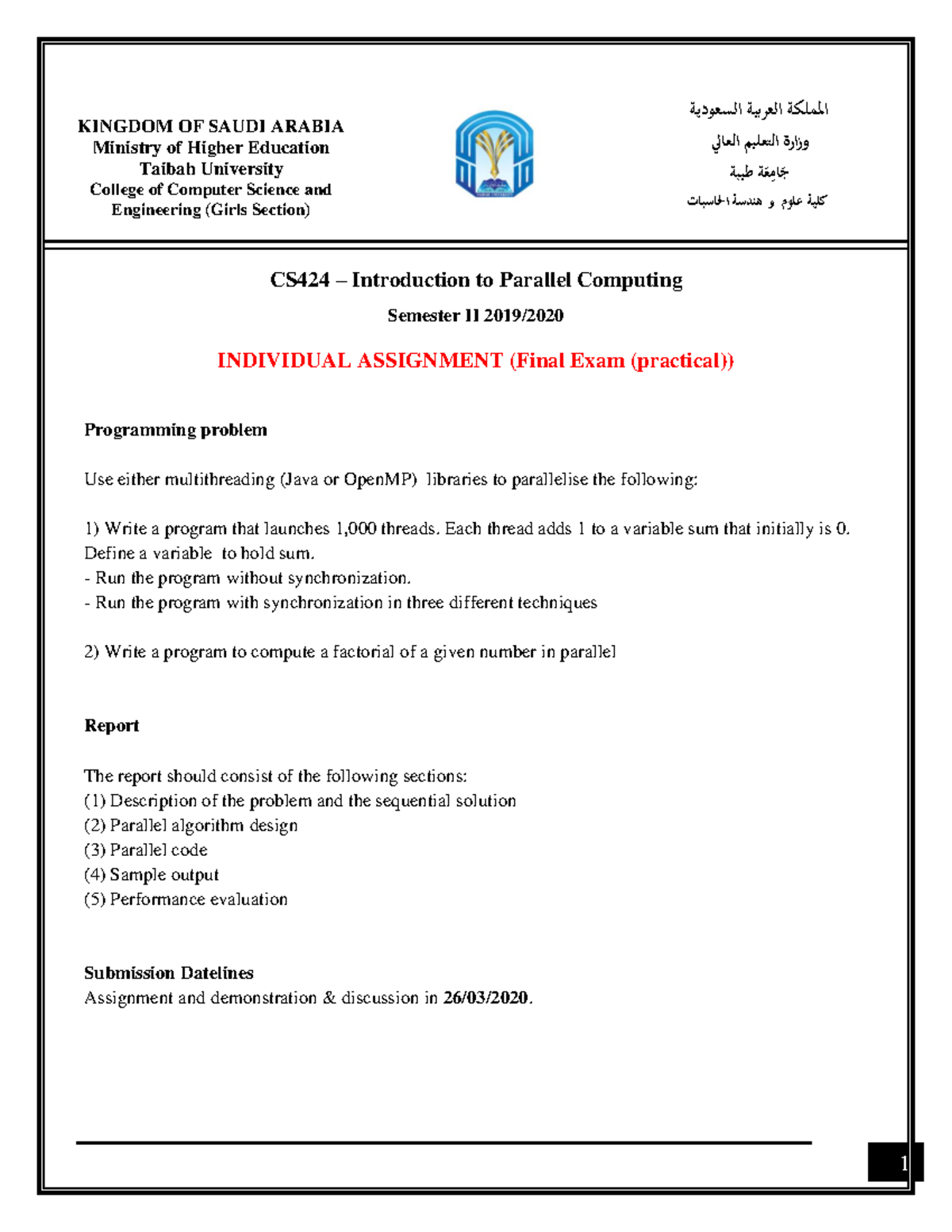 CS424 - Assignment& Evaluation Form - 2[2882] - 1 CS 424 – Introduction ...