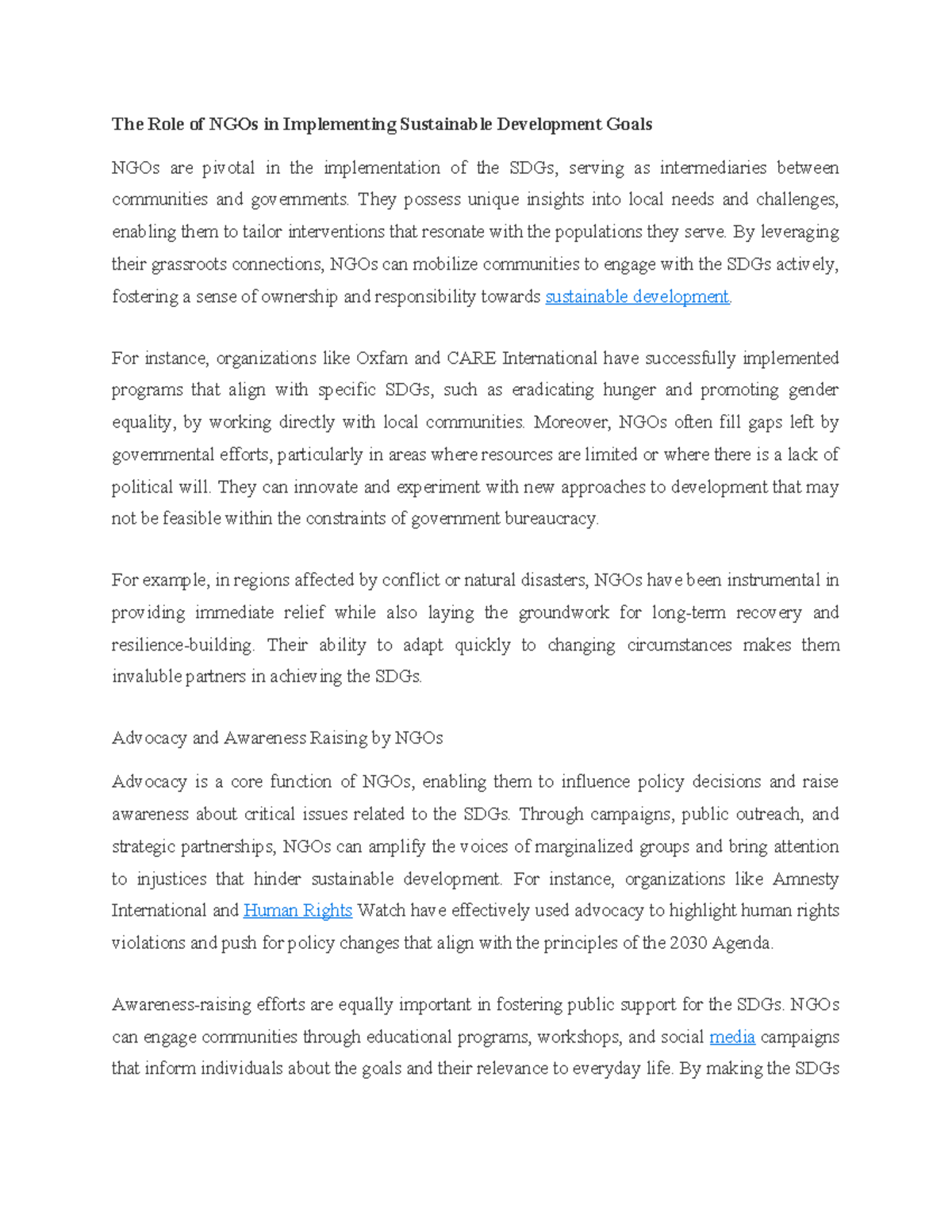 NGOs and Their Impact on Achieving the SDGs: A Comprehensive Overview ...