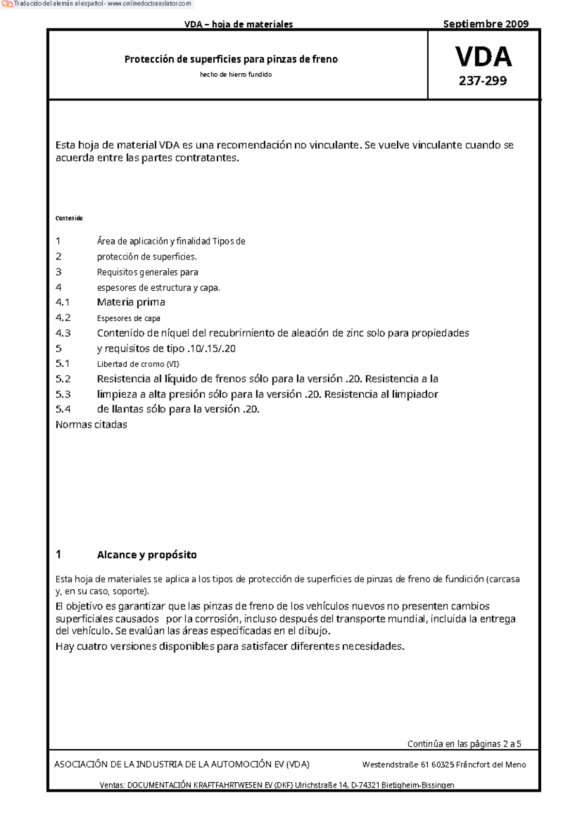 VDA 237-299 09-091 - Información - VDA – hoja de materiales Septiembre ...