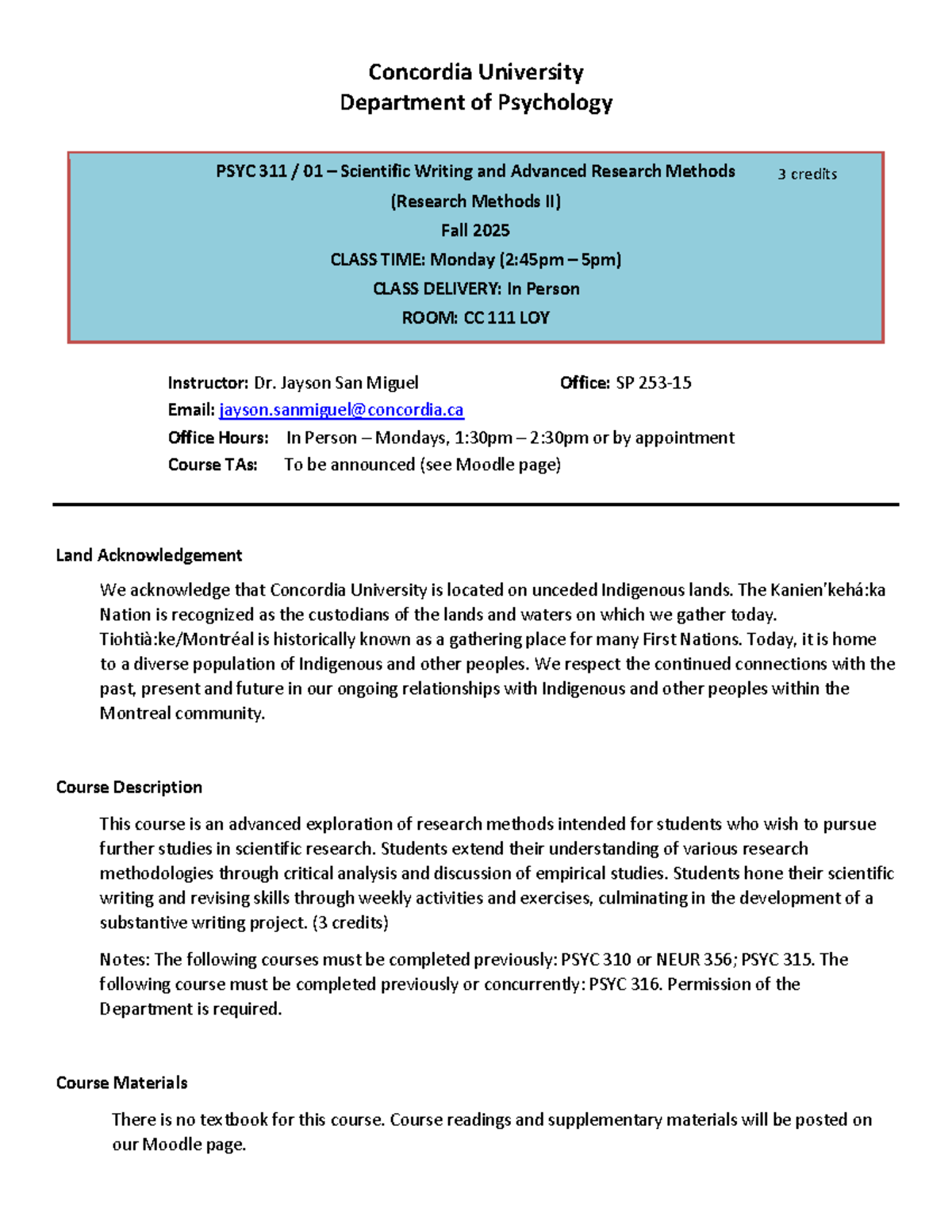 PSYC 311 01 Fall 2025 Course Outline: Research Methods II - Studocu