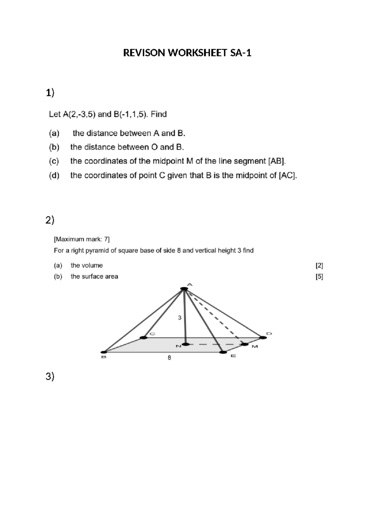 Revison Worksheet SA-04-09-2022 - Matemáticas - REVISON WORKSHEET SA- 1 ...