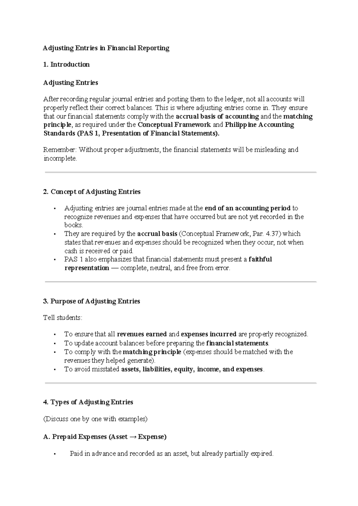 Adjusting Entries in Financial Reporting: Bsais 1A Overview - Studocu