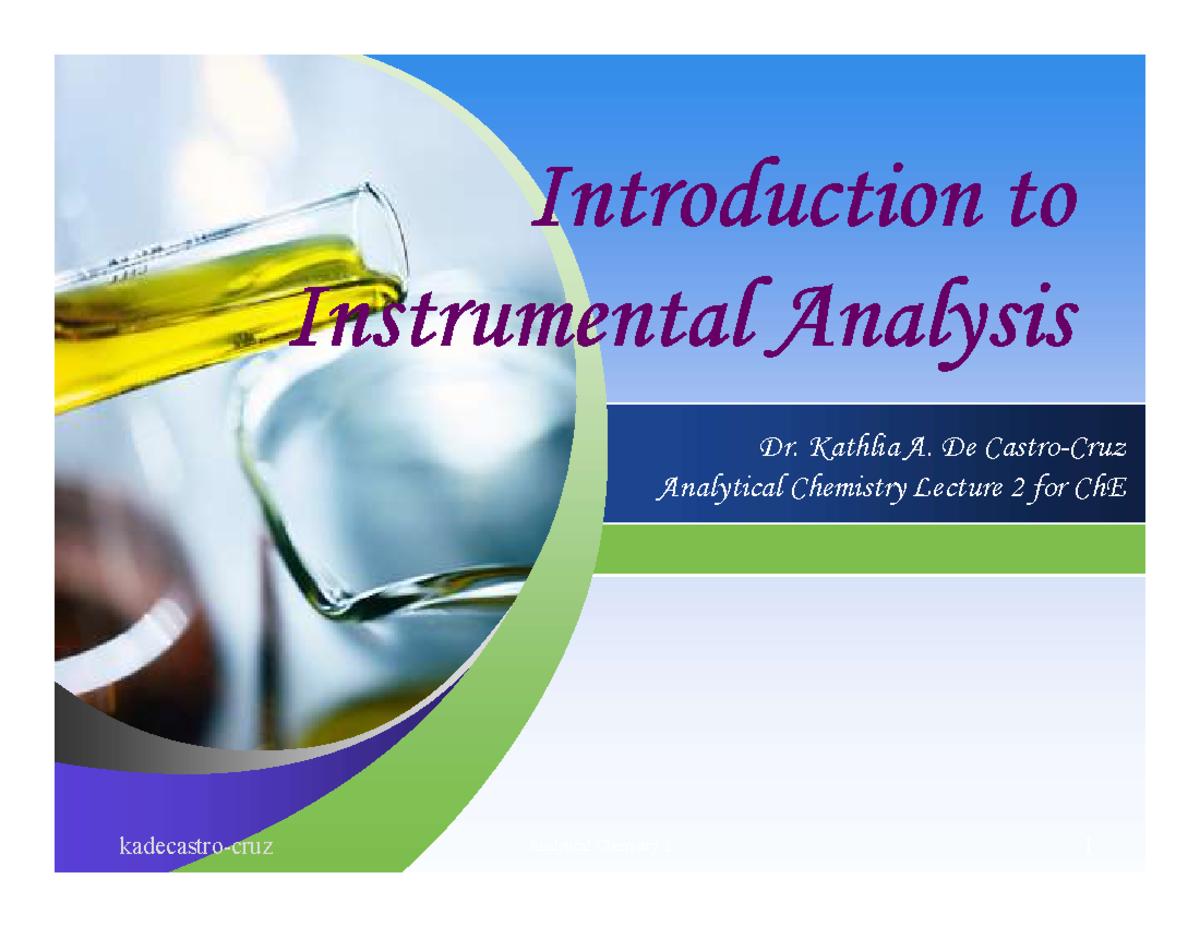 Intro to Instrumental Analysis - Analytical Chemistry Lecture 2 - Studocu