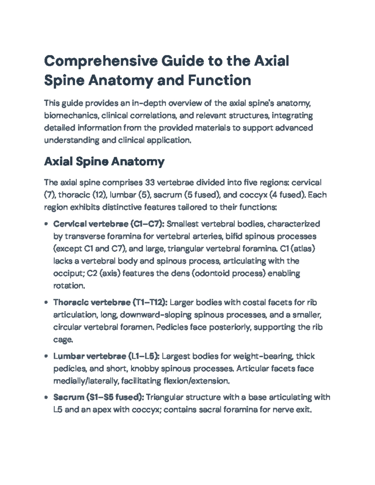 Axial Spine Anatomy and Clinical Correlations (Course Code: 41c5b9f9 ...