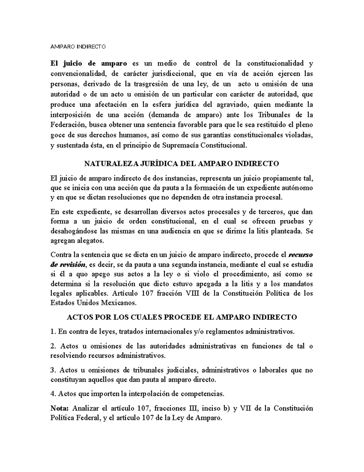 Amparo Indirecto 2022 - AMPARO INDIRECTO El juicio de amparo es un ...