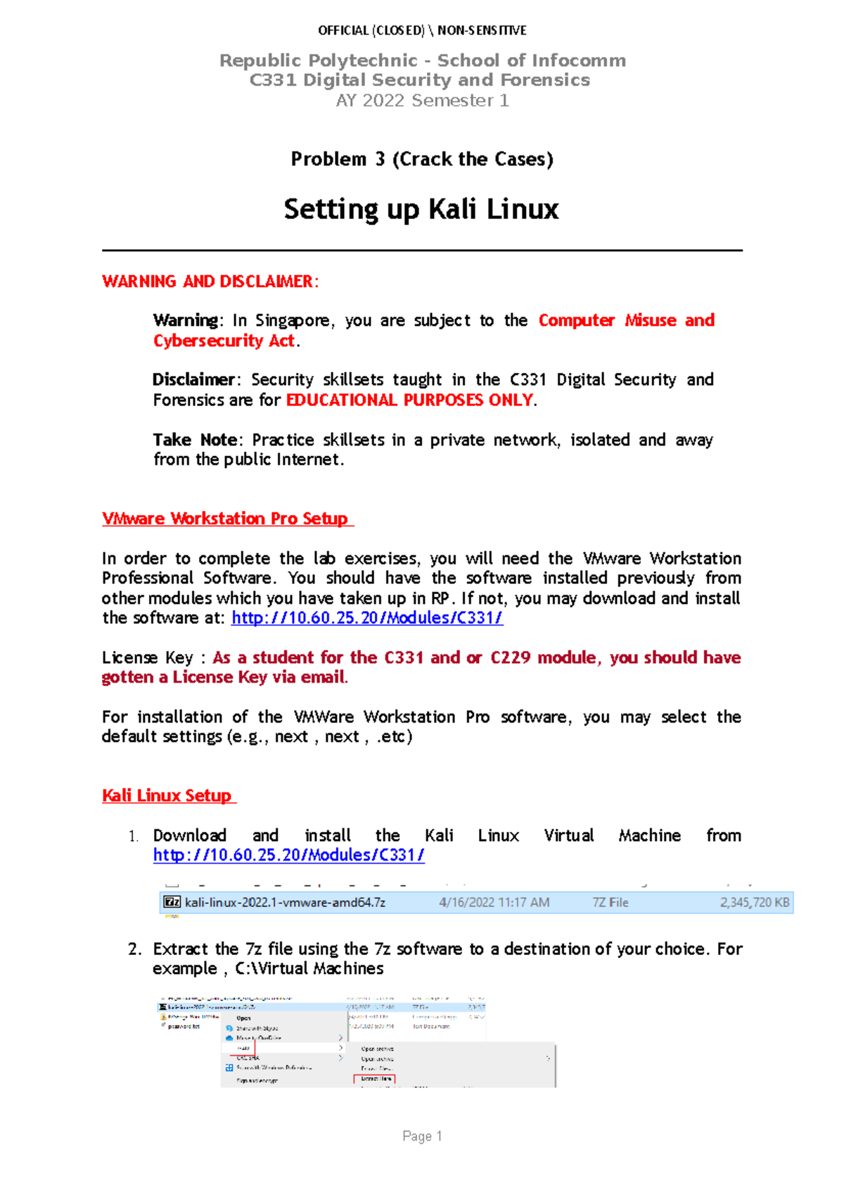 C331 P03 Kali Linux Setup Instructions for Digital Security Lab - Studocu
