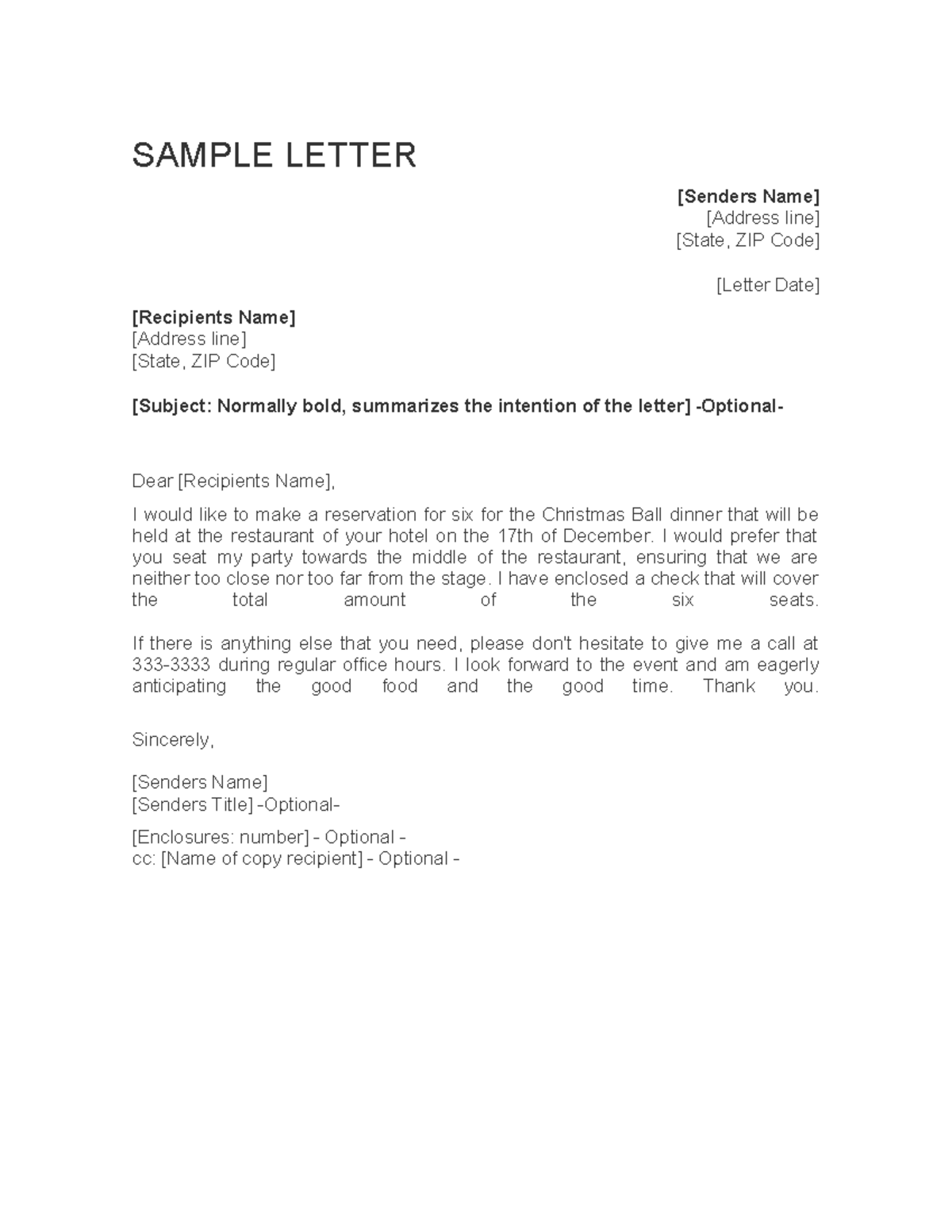 Sample Letter - ensayo - SAMPLE LETTER [Senders Name] [Address line ...