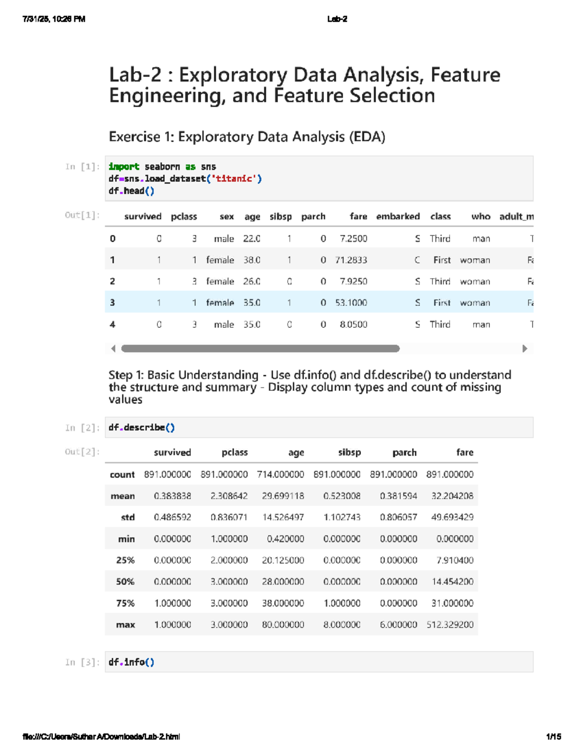 Lab-2 EDA & Feature Selection - Machine Learning Analysis - Studocu