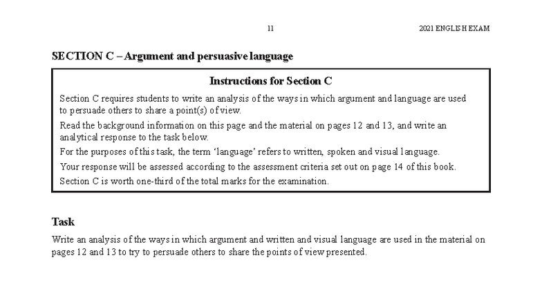 2021 ENGLISH EXAM SECTION C: Analyzing Persuasive Language Techniques ...
