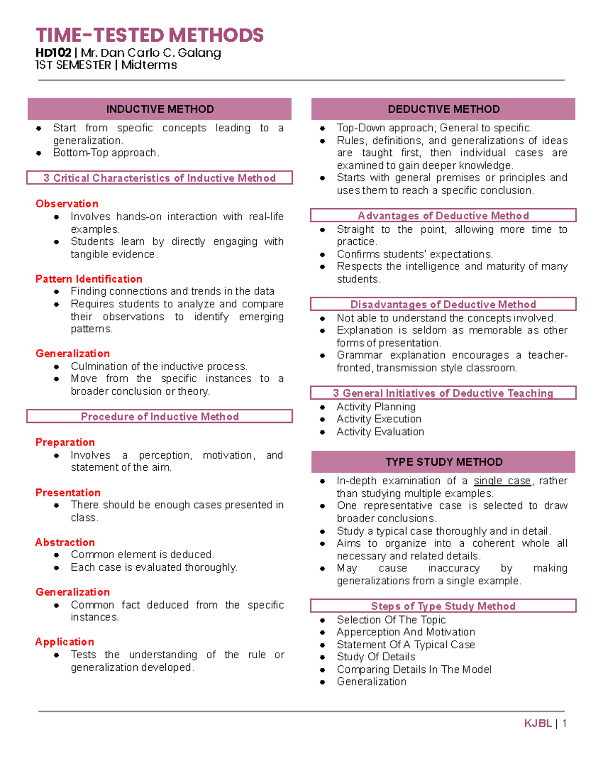 Time-Tested Methods for HD102 Midterm Exam: Inductive to Lecture ...