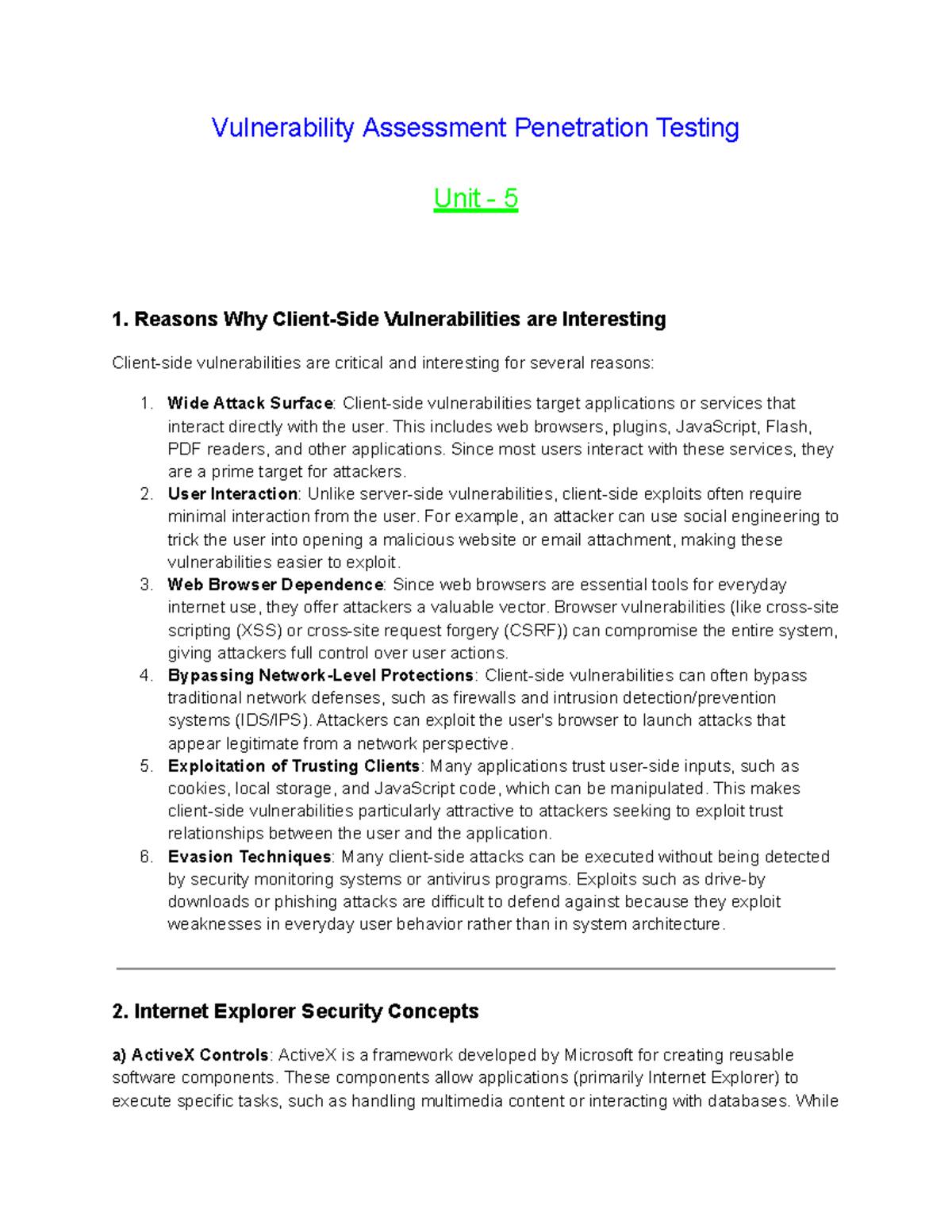 VAPT Unit 5 - Lecture Notes on Vulnerability Assessment & Penetration ...