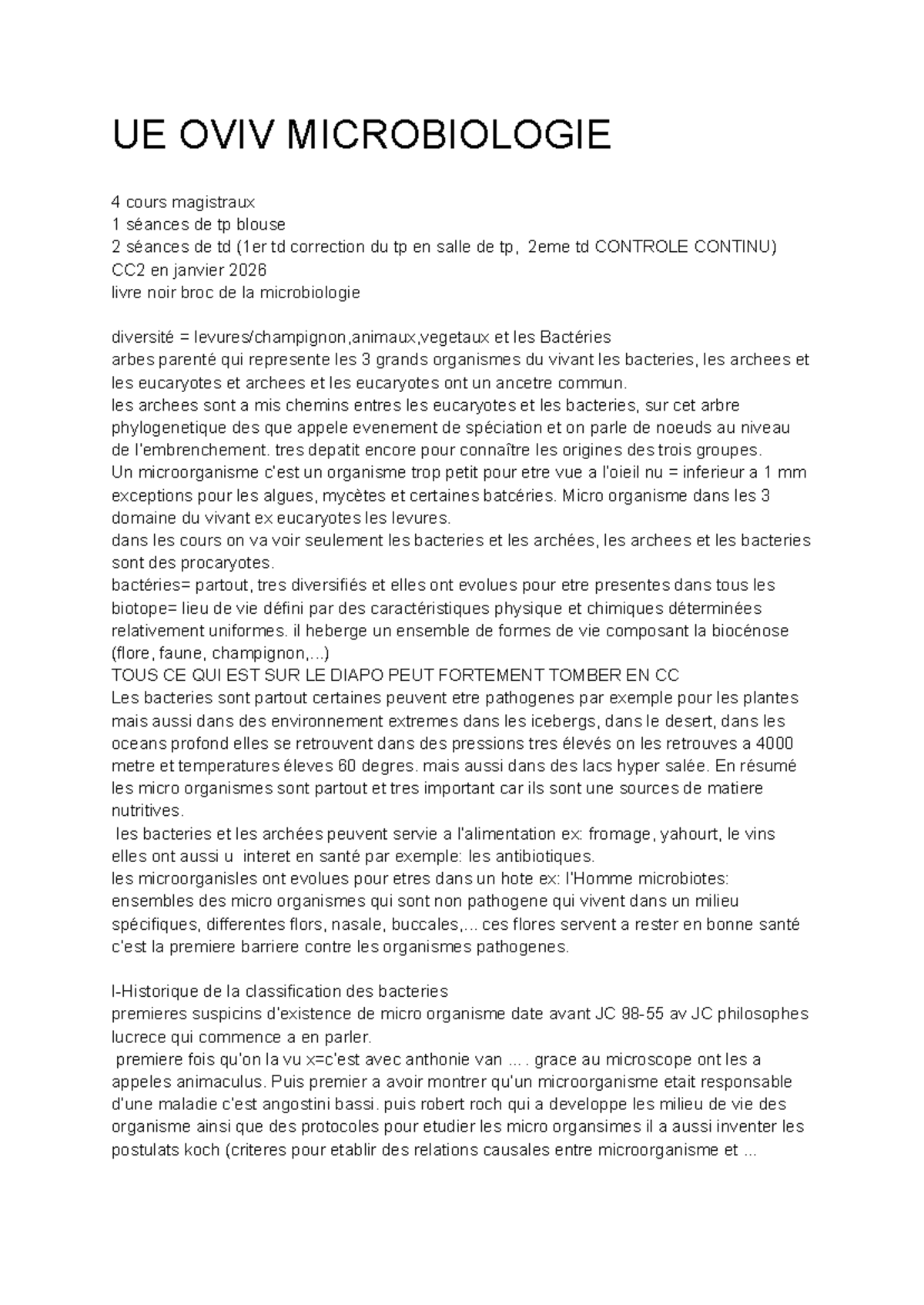 UE OVIV Microbiologie: Cours et TP sur Microorganismes et Bactéries ...