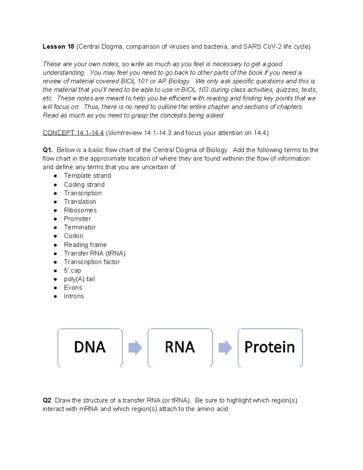 Lesson 18: Central Dogma, Viruses vs. Bacteria & SARS Cycle (BIOL 101 ...